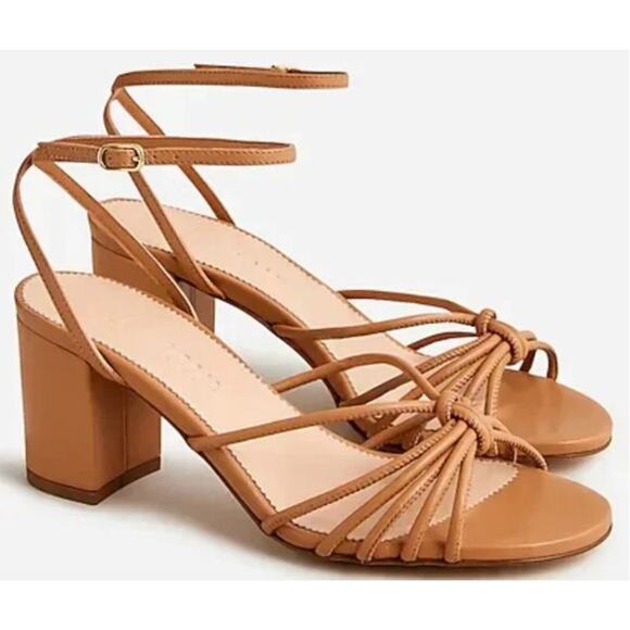 J Crew Lucie Strappy Block-heel Sandals in Tan Italian Leather Size 8 - Picture 6 of 7